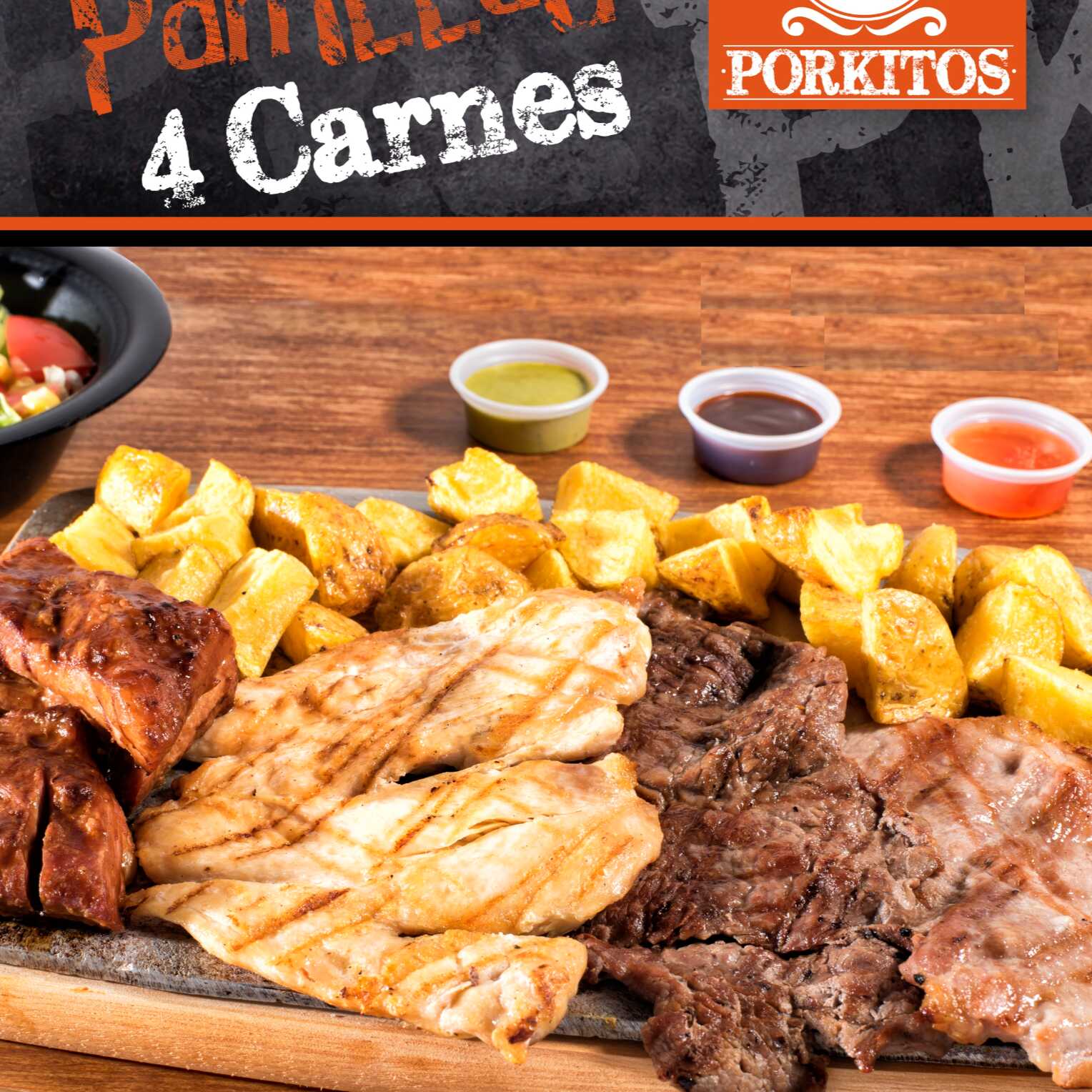 Parrillada 4 Carnes Con Papa Amarilla