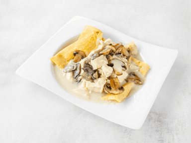 Crepe Pollo, Queso y Champiñones