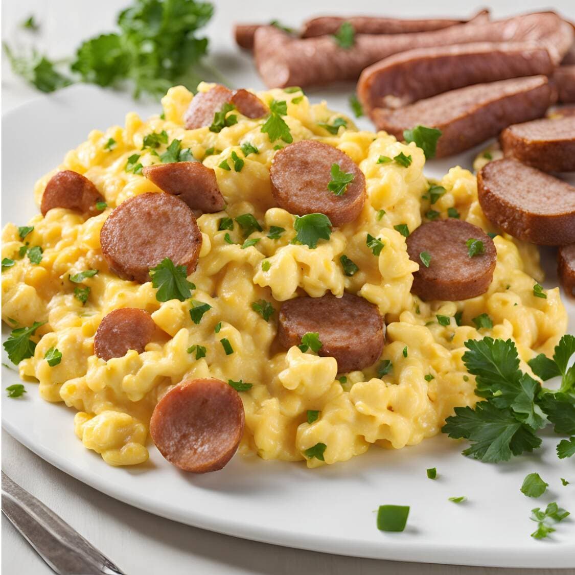 Huevos con Salchicha y Acompañamientos