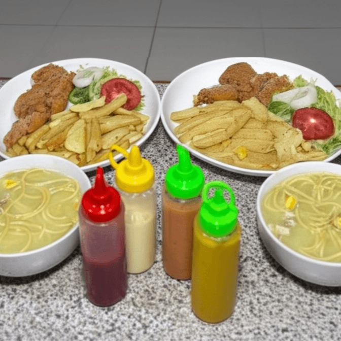 2 Alas Broaster + 2 Caldos Solos + 2 Pepsis 355 ML