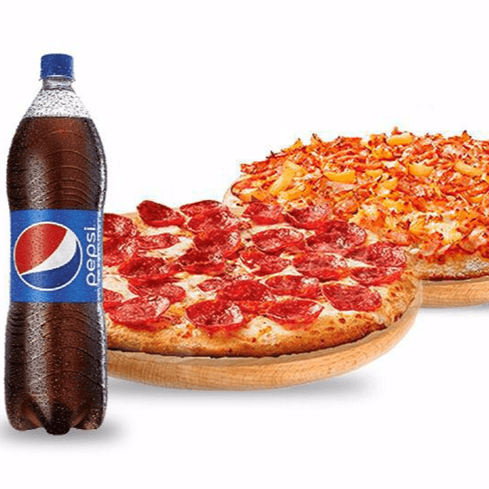 2 Pizzas + Gaseosa 1.5 Lt