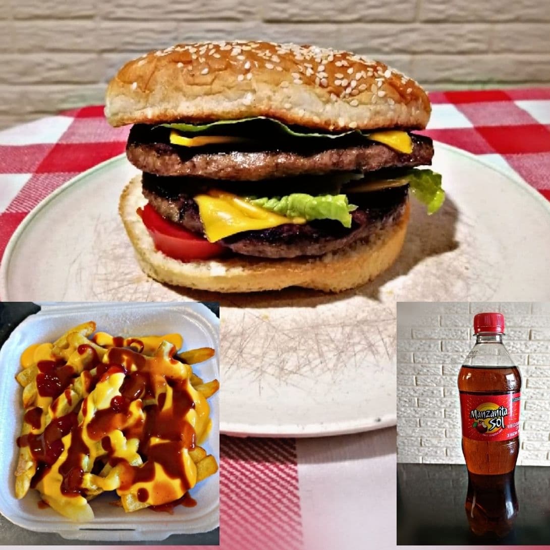 Combo Hamburguesa Doble-papas-refresco