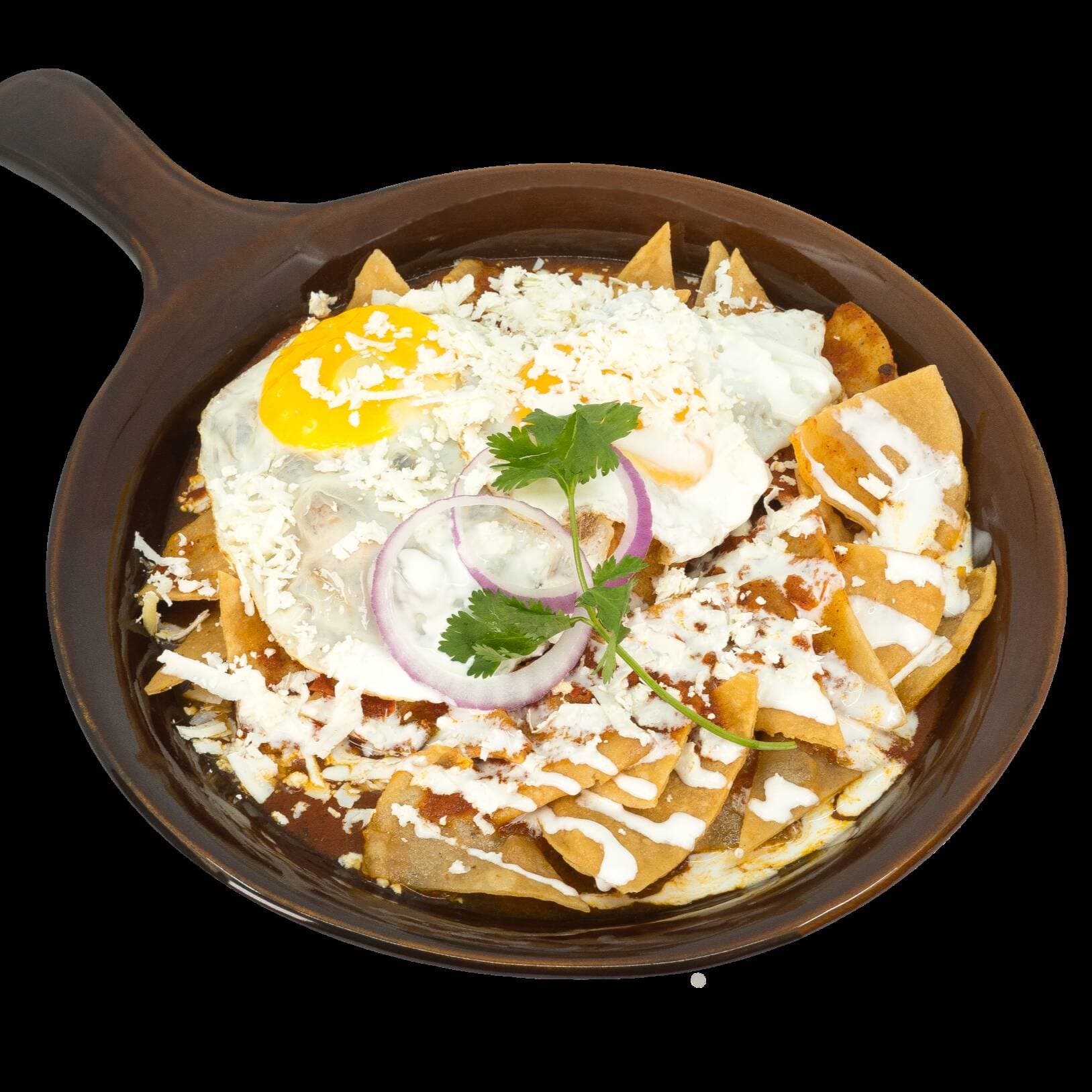 Chilaquiles rojos con huevos