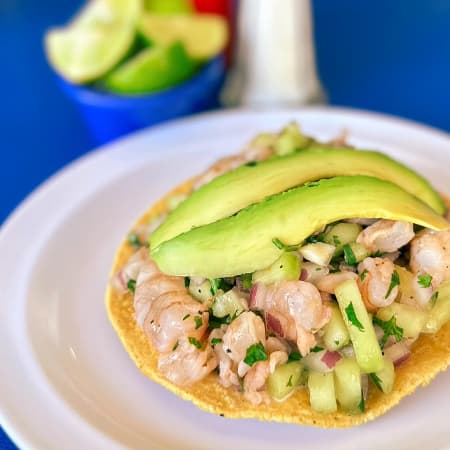 Tostada de Ceviche de Camaron