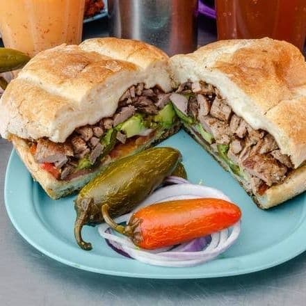 Torta Arrachera con Bistec, Jumbo.