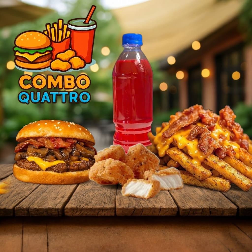 Cheeseburger Champiñón + Nuggets + Papas + Bebida