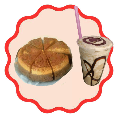 Rebanada de Chocoflan más Frappe