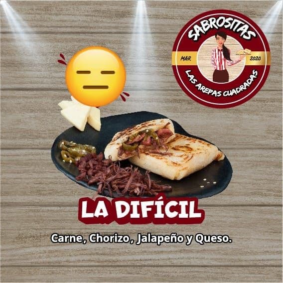Arepa Carne, Chorizo, Jalapeño, Queso "El DIFÍCIL"