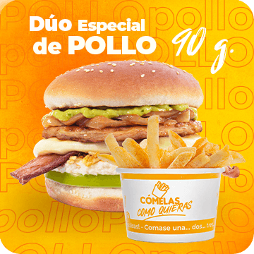 Combo Hamburguesa de Pollo 90 G + Papas