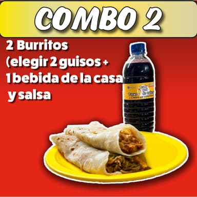 Combo 2 : 2 Burros y 1 Bebida.