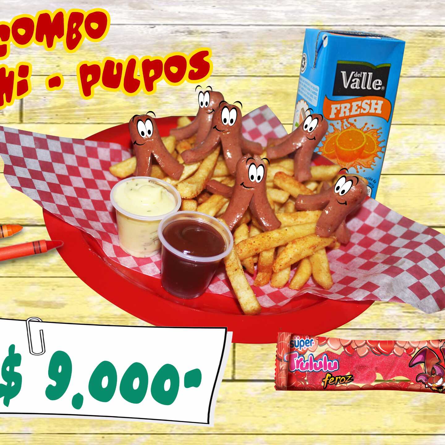 Combo SalchiPulpos (Con Papitas y Bebida)