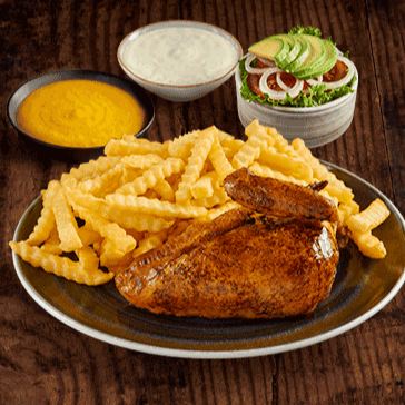 1/4 Pollo con Papas y Ensalada