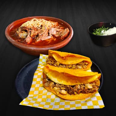 Birriamen Chico + 2 Tacos Adobados