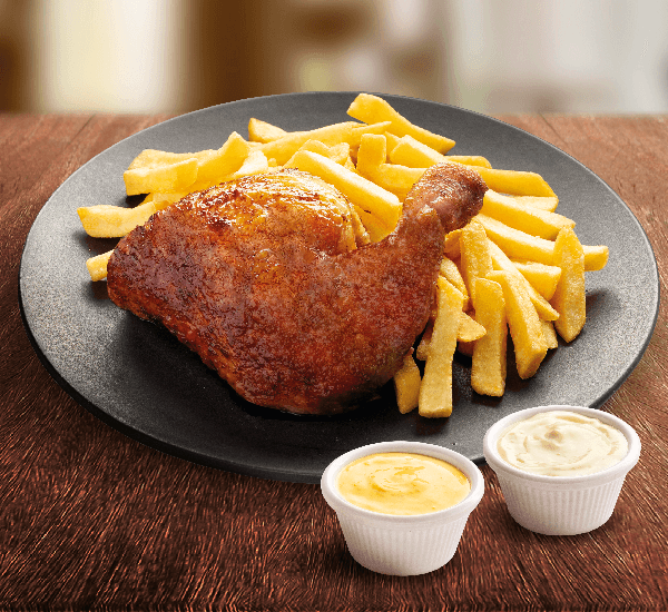 1/4 de Pollo Don Beli con papas fritas