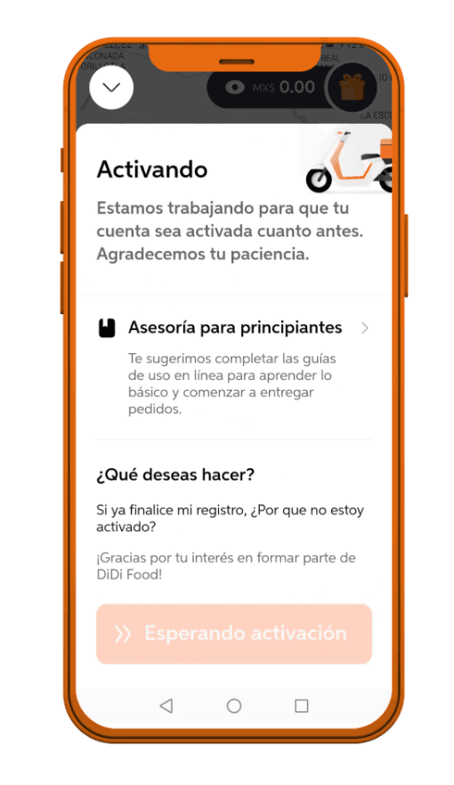 DiDi Food Repartidores Como Activo mi Cuenta Paso 1