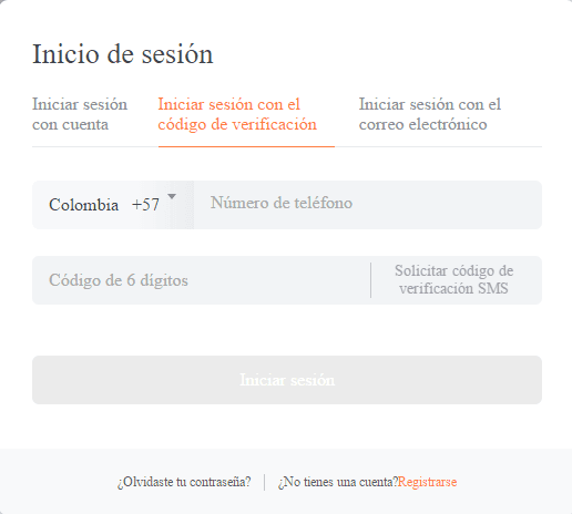 DiDi Tienda iniciar sesion con codigo de verificación