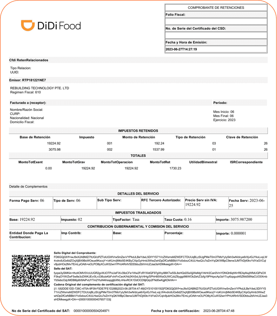 Certificado de retenciones mx