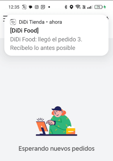 DiDi Tienda notificación nuevo pedido