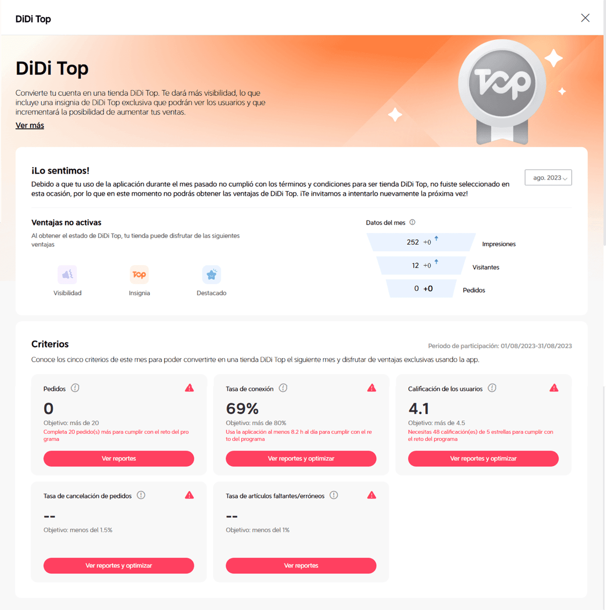 DiDi Top menú