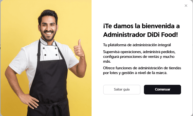 DiDi Tienda DiDi Food Manager página de inicio