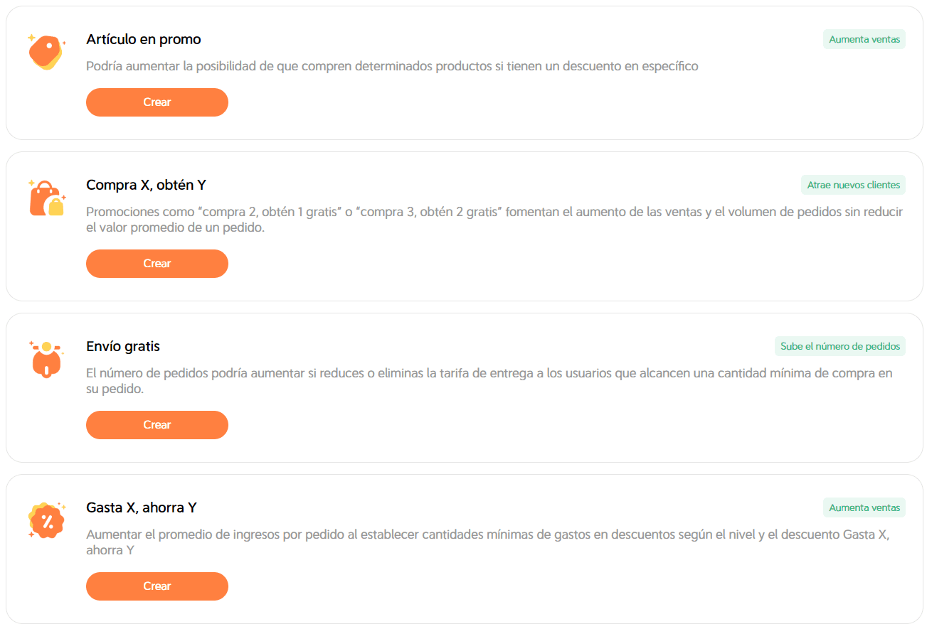 DiDi Tienda menú de promociones