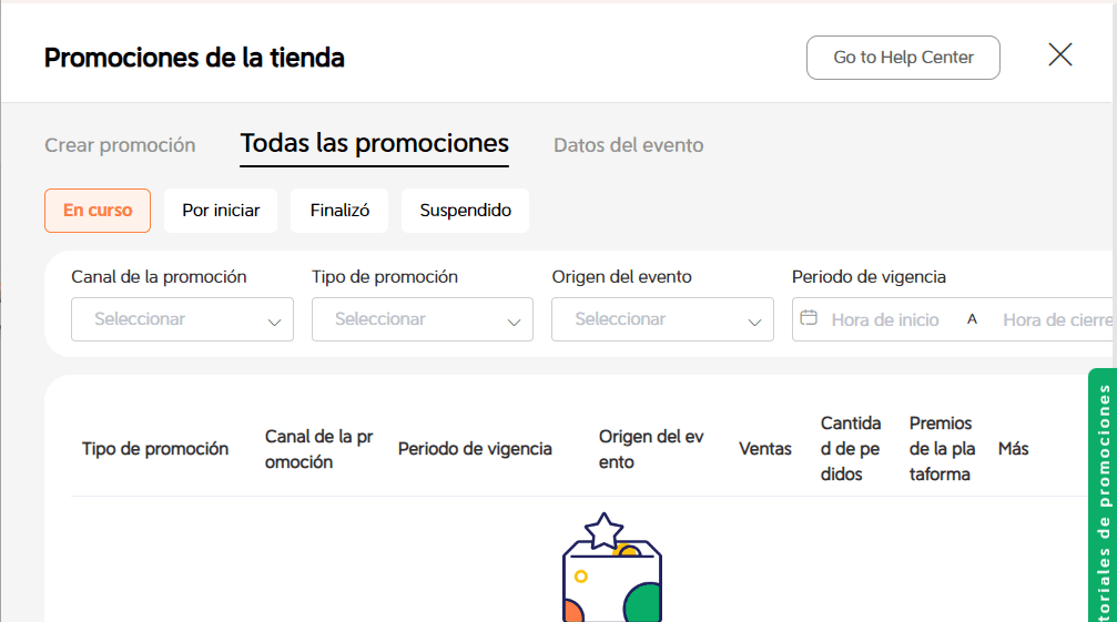 DiDi Tienda menú historial de promociones