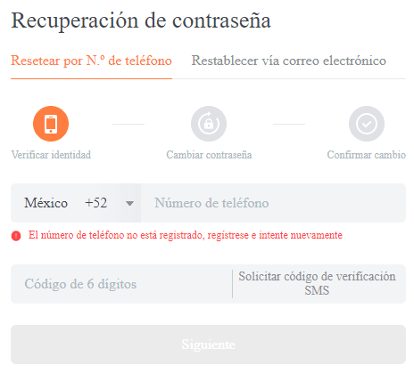DiDi Tienda recuperar contraseña