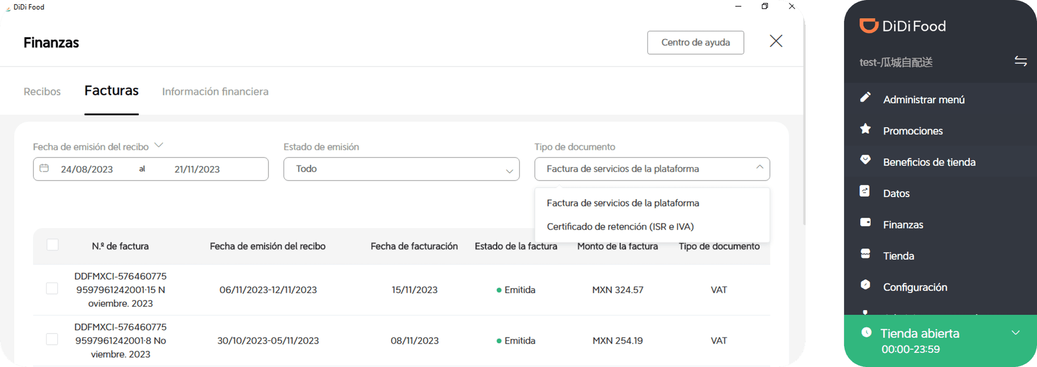 Consulta facturas en la app