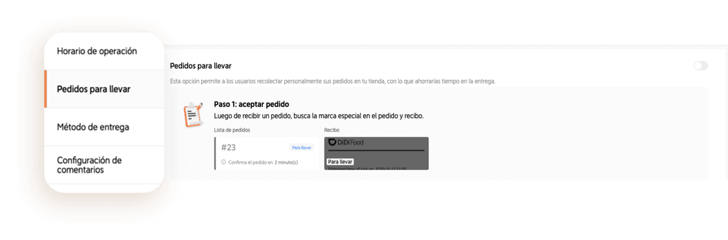 Pedidos para llevar paso 2