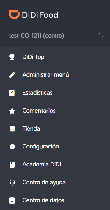 DiDi Tienda menú rol operativo