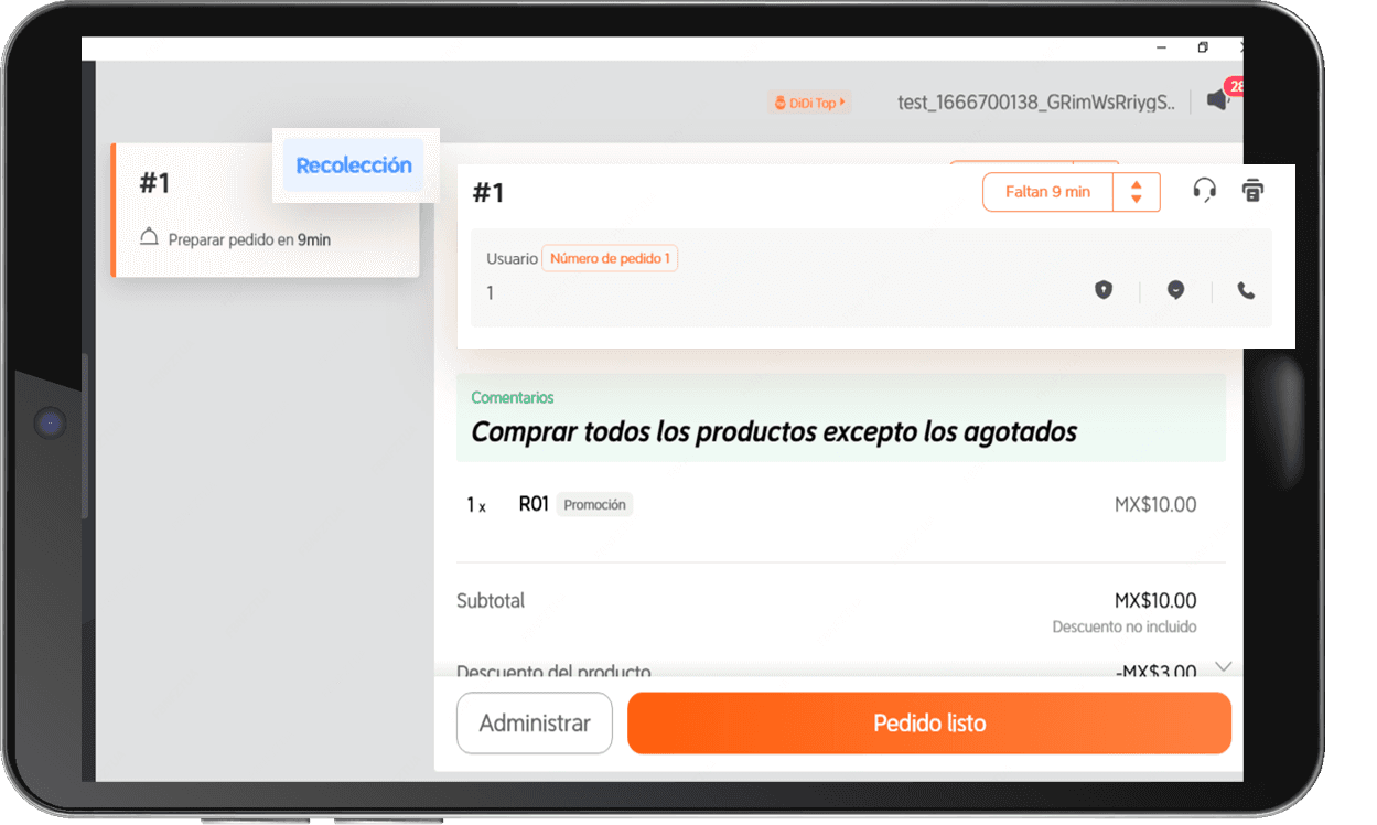 Visualizacion pedidos para llevar app del restaurante
