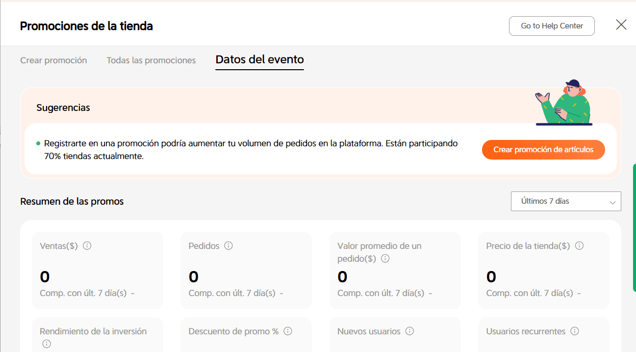 DiDi Tienda menú resumen de promociones