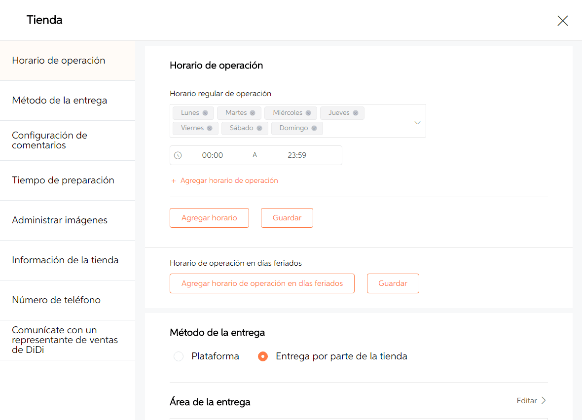 DiDi Tienda menú de atención al cliente