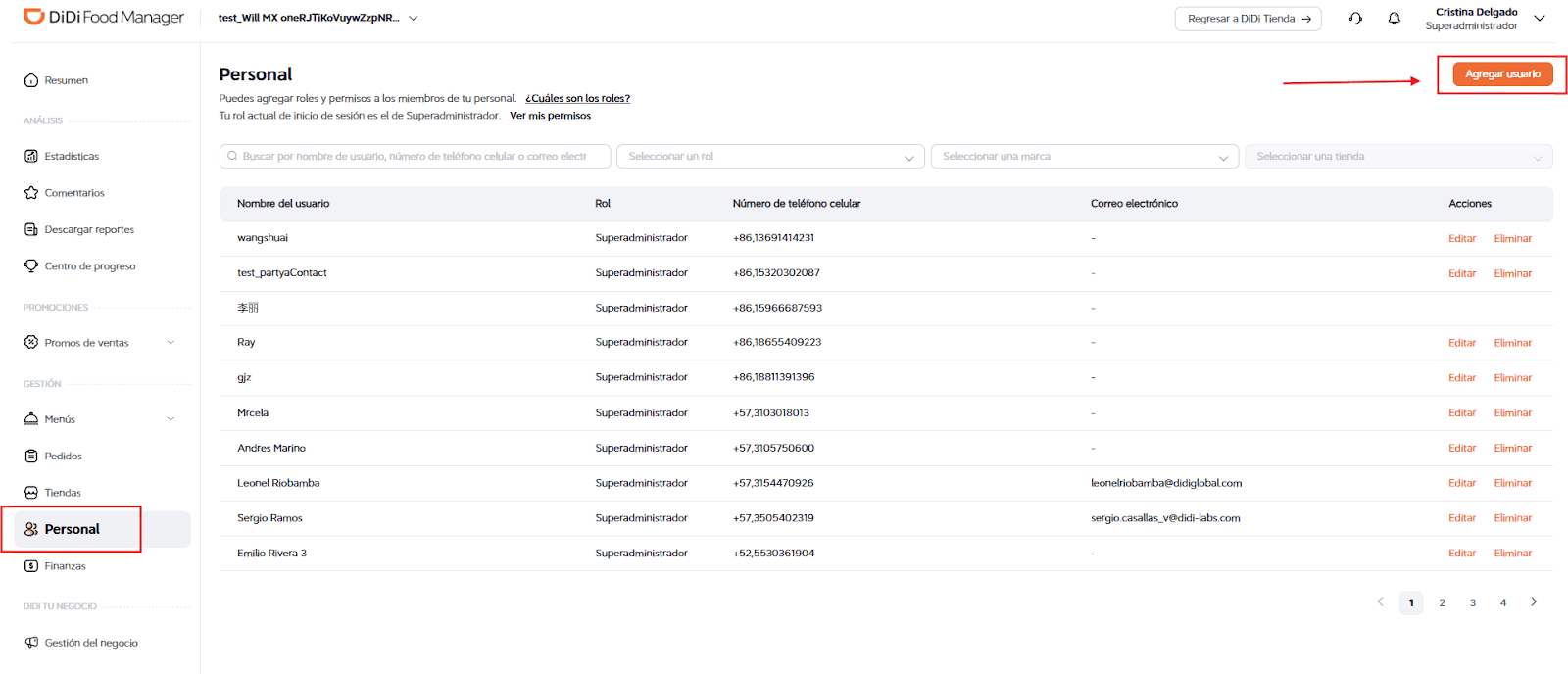 Botón “Agregar usuario”